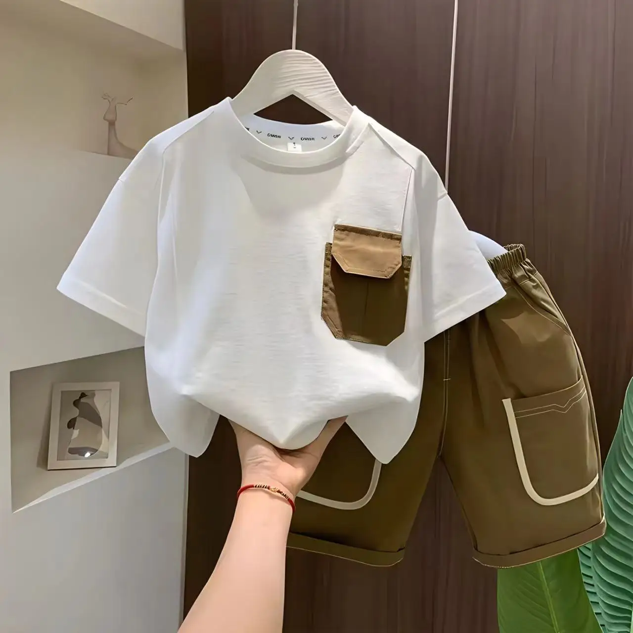 Boys Summer Short Sleeved Set 2024 New Korean Edition Fashionable Children's Thin Children's Summer Wear Baby Two Piece Set Kids