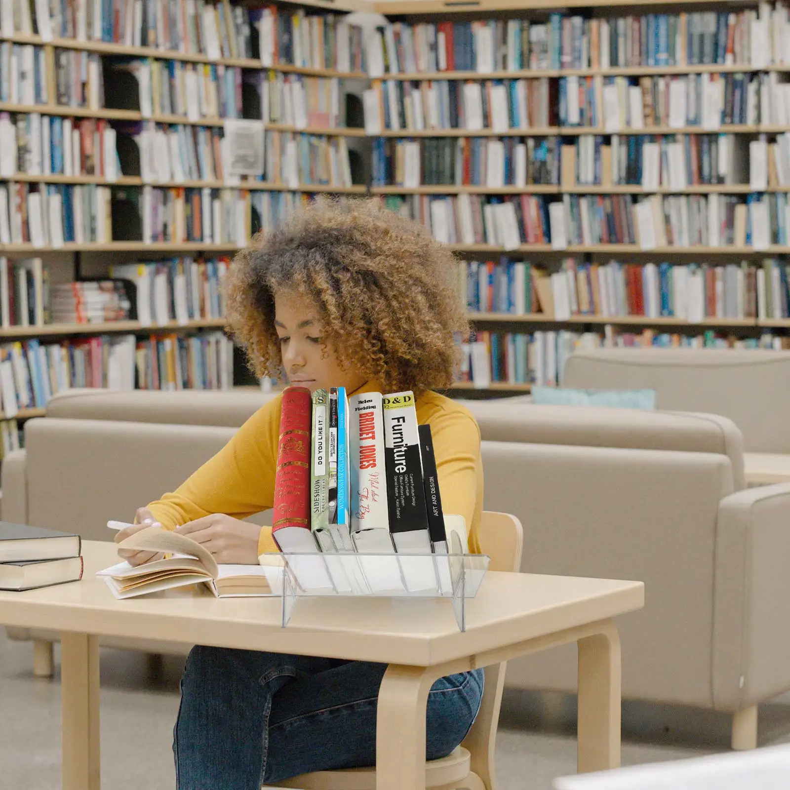 

Transparent Desktop Bookshelf PET Material Modern Office ganizer Sturdy Holder Storage Practical Bookcase Stationery Decor