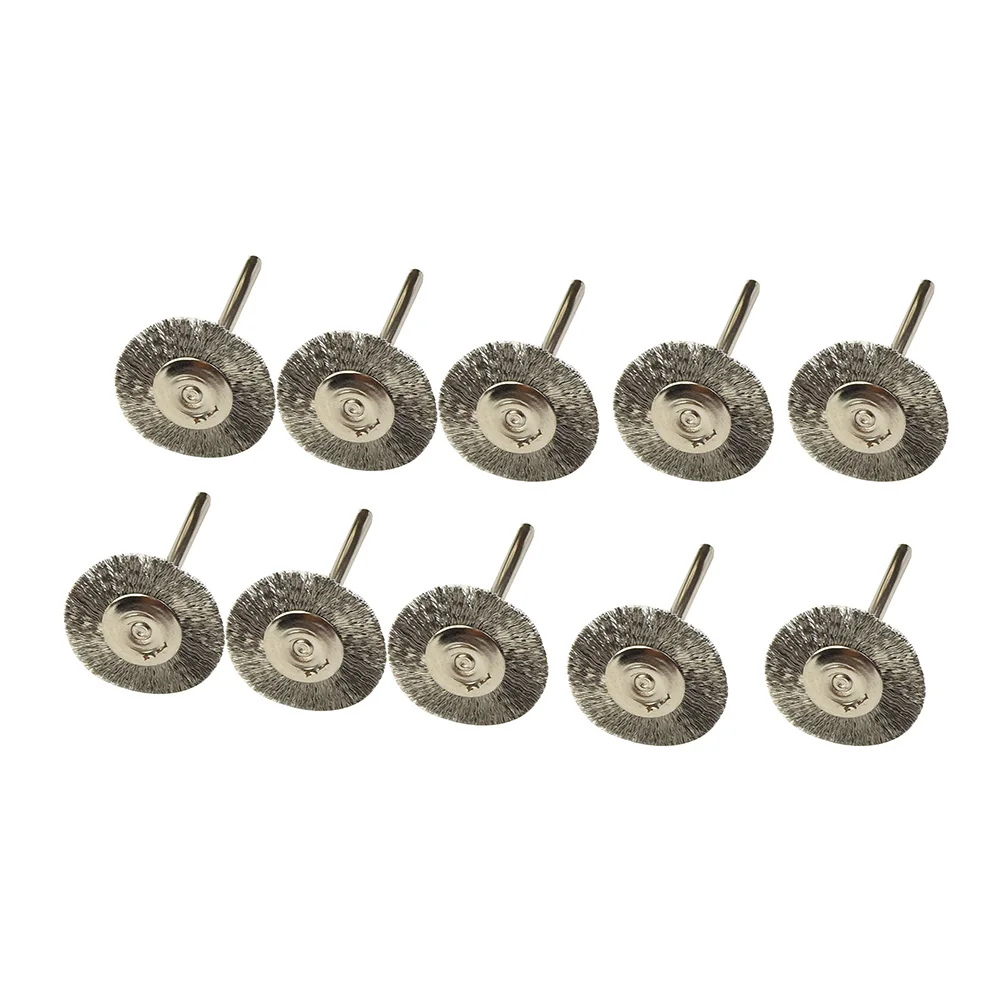 10PCs 22mm Rotary Tool Wire Wheel Brushes for Metal Wood Stone Polishing Grinding Cleaning Compatible with Accessories