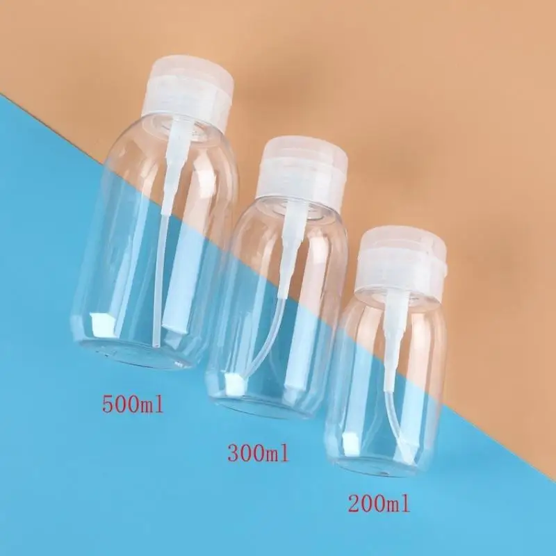 Botella recargable de 200/300/500ML, embotellado tipo empuje, botella dispensadora de bomba vacía para esmalte de uñas, botella removedora de maquillaje