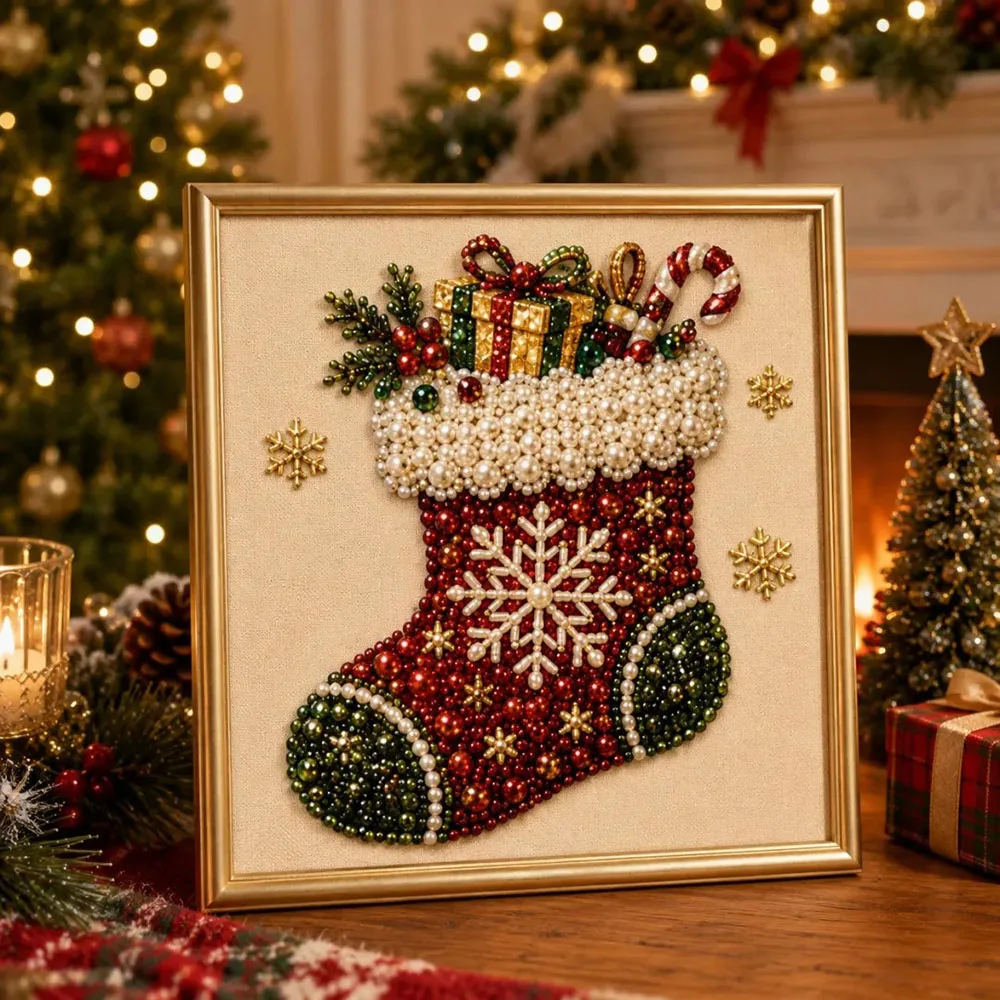 Handmade Santa Claus Pearl Diamond Painting Art Kit DIY Hand Painting Christmas Decorative Picture of Festive Atmosphere Gifts