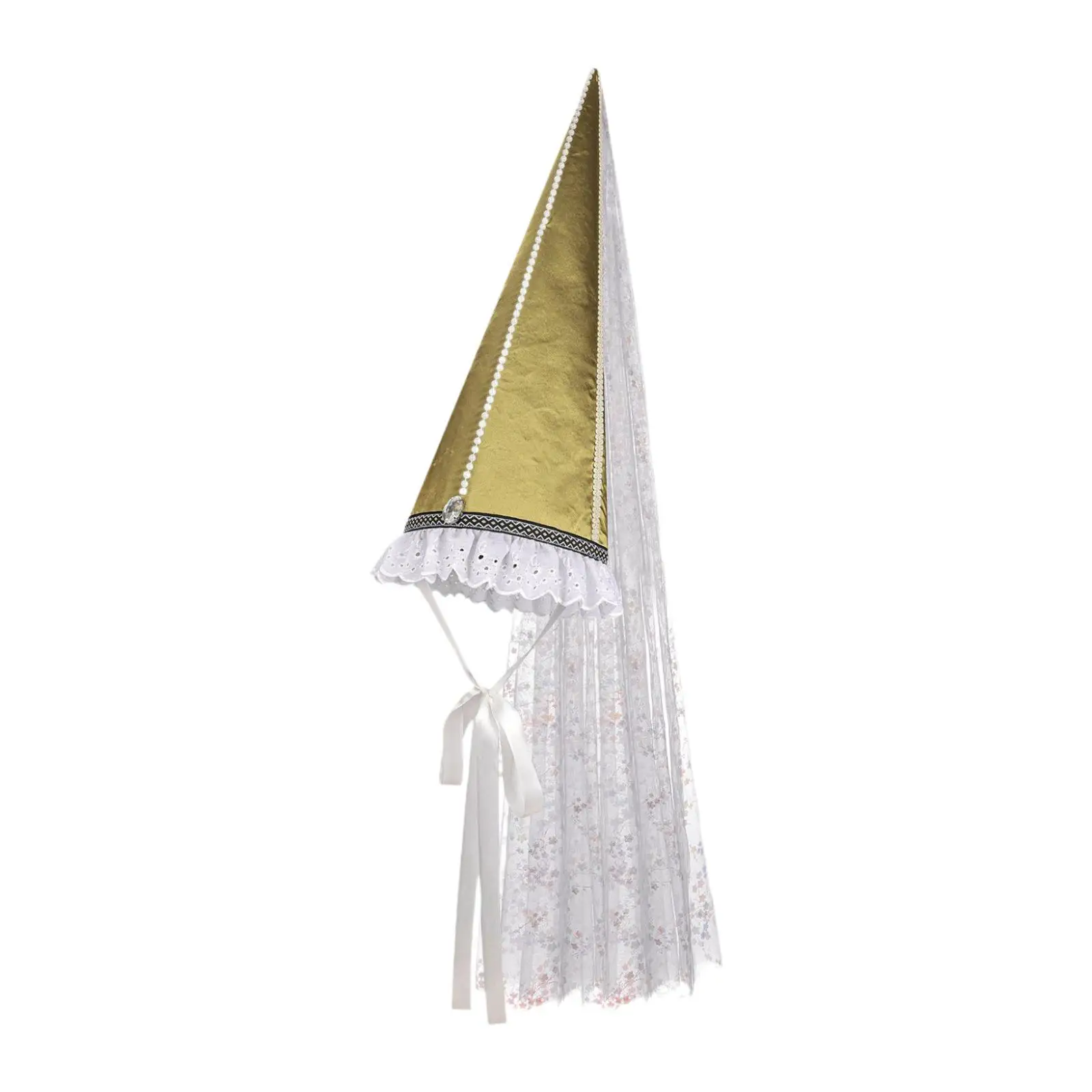 Women Medieval Hennin Hat with Veil Holiday Events Prop Middle Ages Headwear