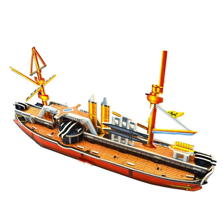 Warships Puzzle Toys for Children 3D Cardboard Ancient Ship Model Kits Educational Puzzles Toy Handmade Assembly Game Decoration