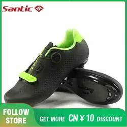 Santic Cycling Shoes Mens Outdoor Road Riding Sports Sneakers Summer Breathable Air Hole Adjustable Auto-lock Mountain Bike Shoe