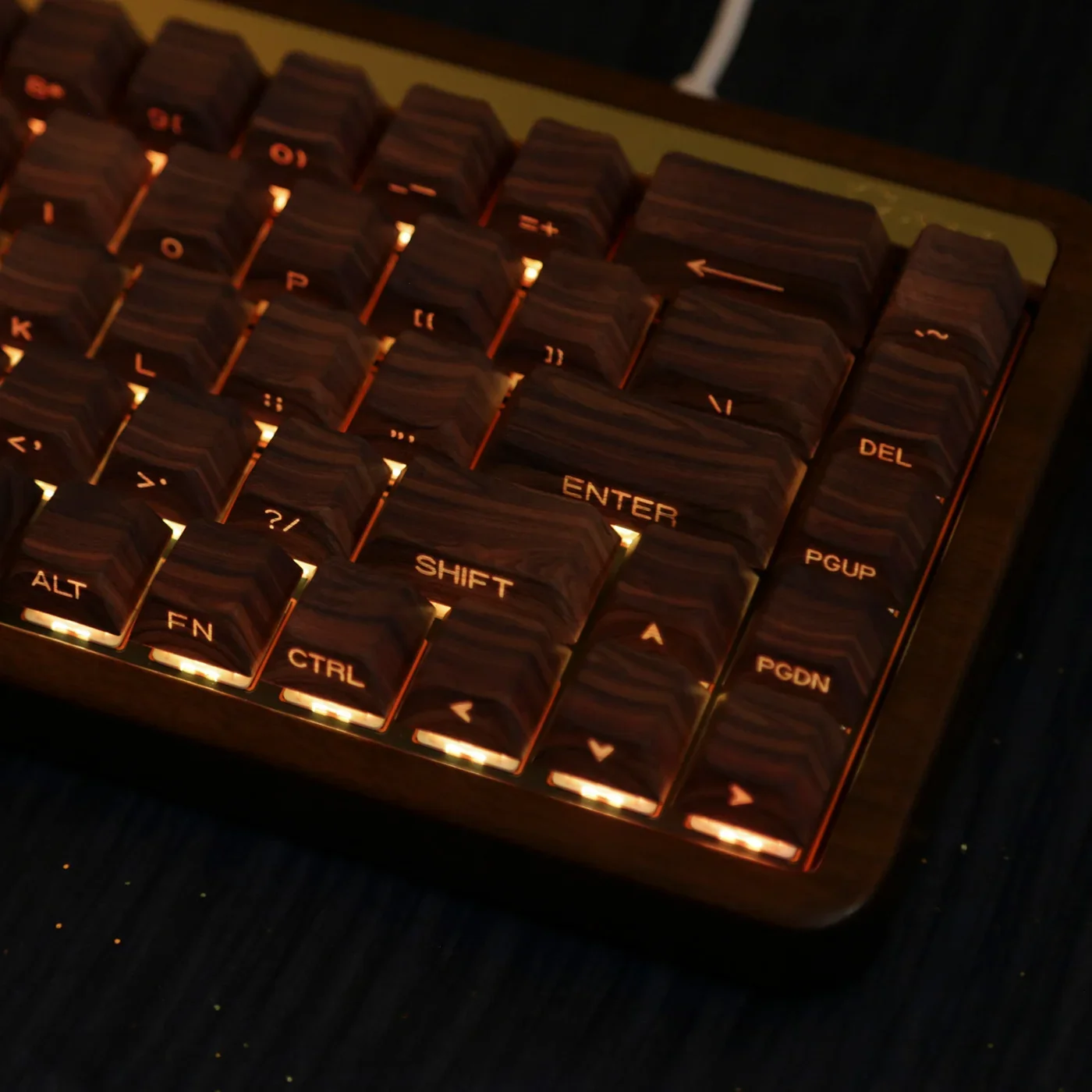 Walnut wooting side engraved transparent keycap wood grain original height wood lump HI8 F99 F87 G75