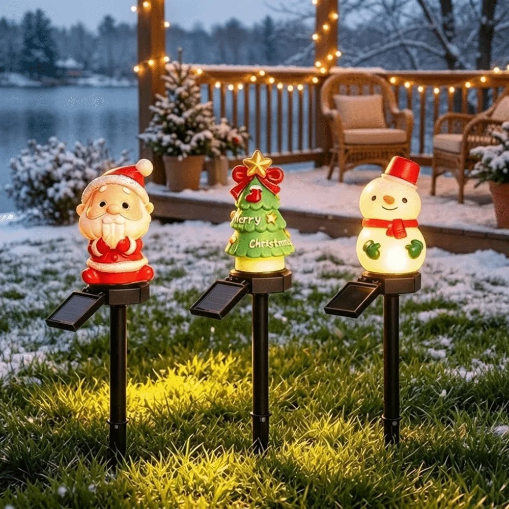 Solar Powered Christmas Solar Light Christmas Tree Snowman Lawn Landscape Festive Lights Waterproof Santa Claus