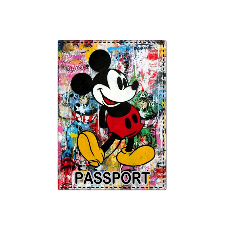 Funda de Mickey para pasaporte de Minnie para mujer, tarjetero de viaje de Disney, billetera para tarjeta de crédito, billete, funda para pasaporte, etiqueta aérea