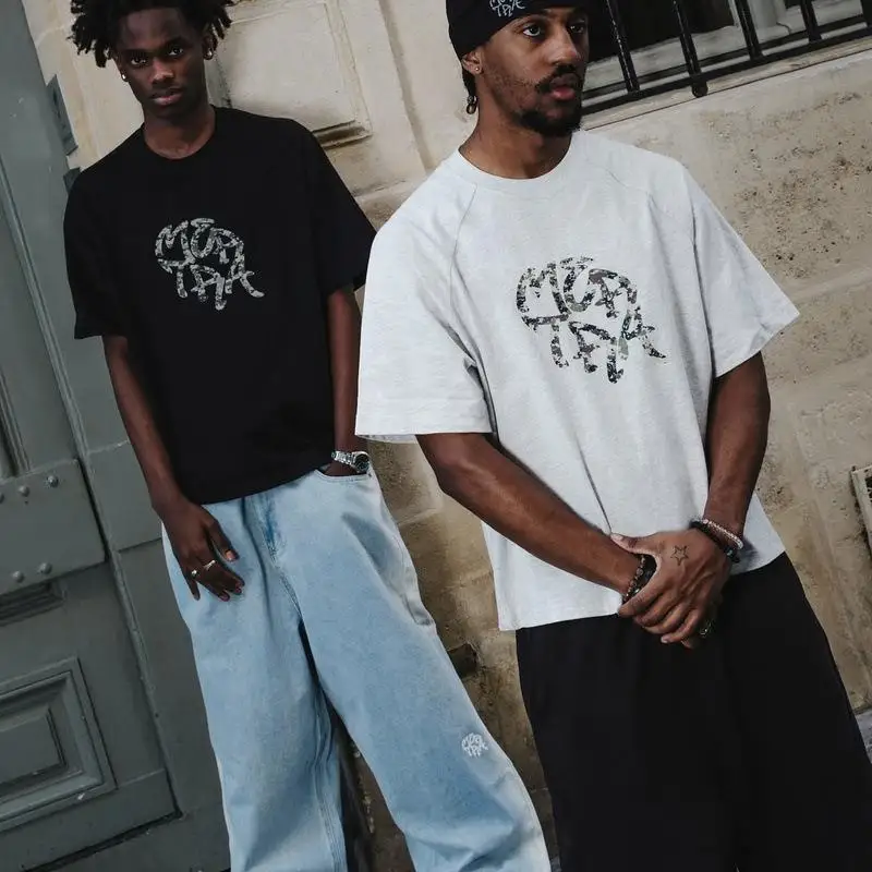 

Mertra ort Sve T-irt Letter Print Street Sle Top for Men And Women Loose Fit Thin Material round Ne Casual Tee