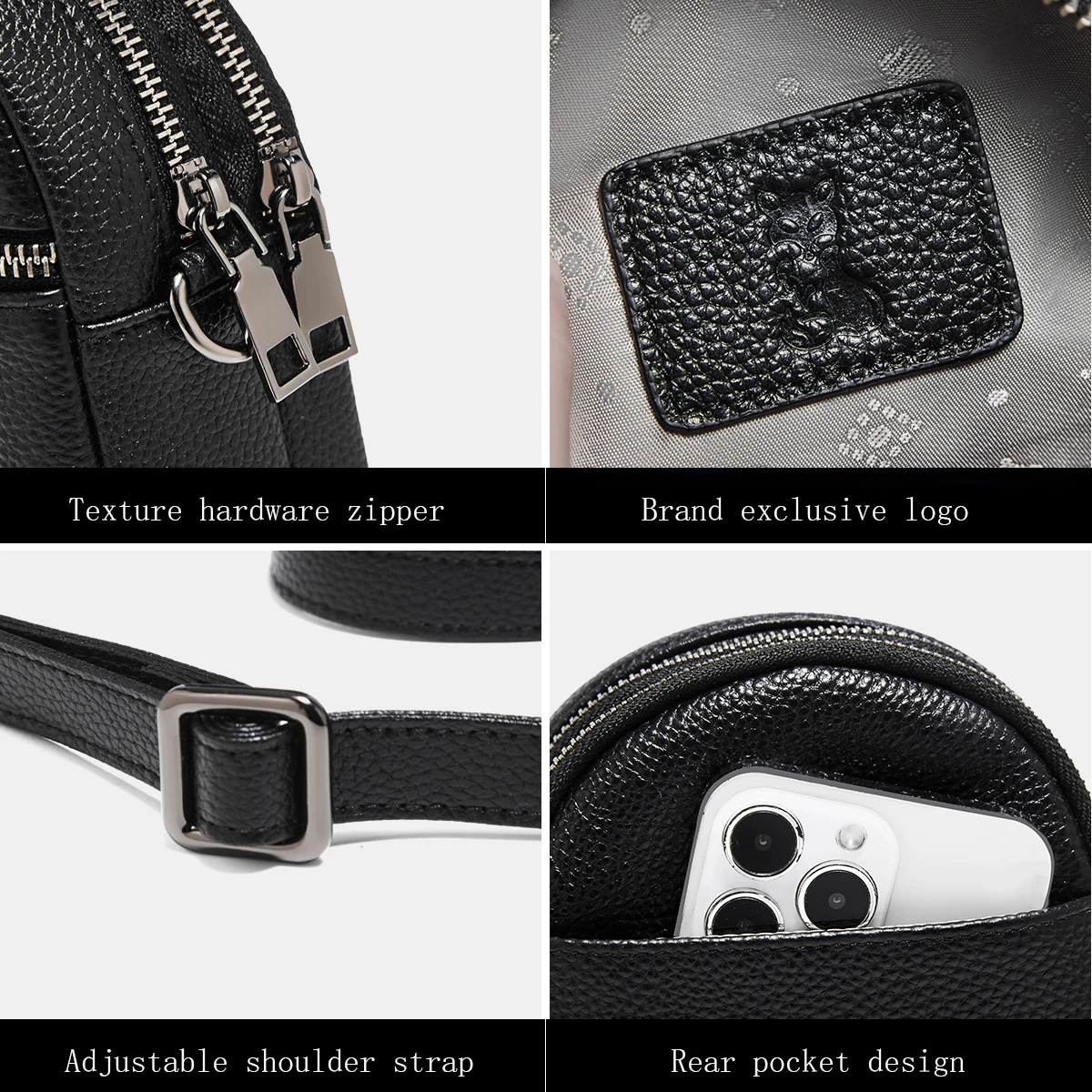 Torebka damska FOXER, skóra naturalna, prosta torebka na telefon, damska torebka crossbody na zamek błyskawiczny, mała sportowa torebka damska, portmonetka.