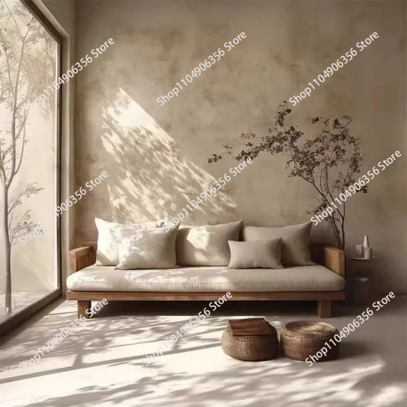 for Wabi Sabi style modern 3 seat wooden sofa set small apartment living room furniture minimalist natural wood couch