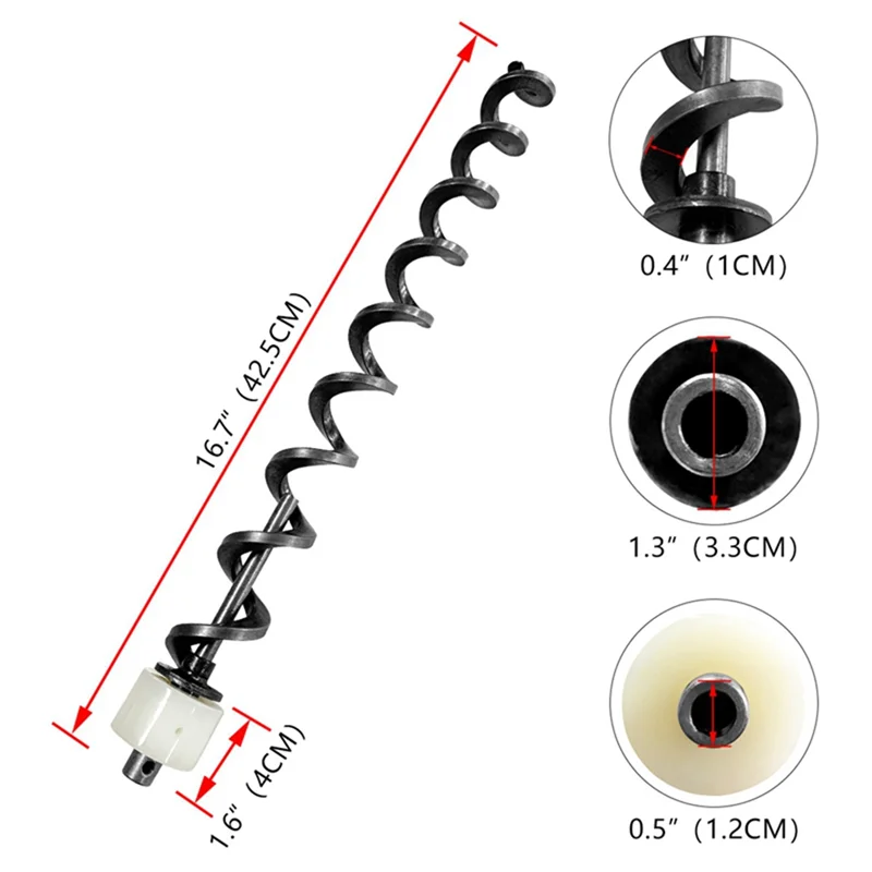 Gran-43Cm tornillo de alimentación  hierro con casquillo para alimentación  horno  pellets  madera al aire libre accesor