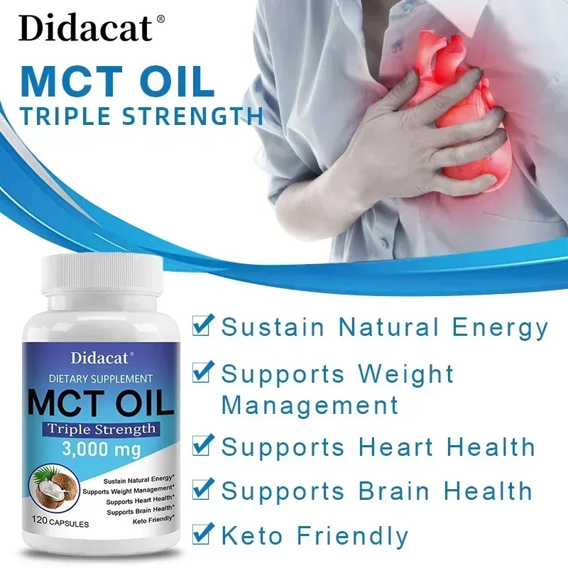 MCT Oil Capsules 3000 Mg - Great for Ketogenic Diet, Ketosis & Ketogenic Diet, Healthy Weight Management, Heart & Brain Health