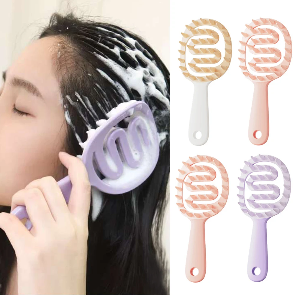 Creative Dry Wet Dual-use Hair Comb Hollowed-out Wide Tooth Scalp Massage Comb Soft Silicone Hair Wash Brush Hair Styling Comb