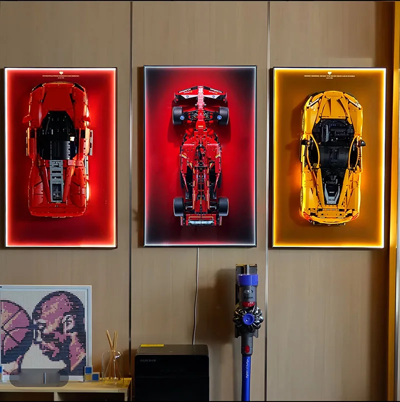 شاشة LED مقاس 31.5 بوصة مثبتة على الحائط لطراز LEGO 42207، شاشة عرض مثبتة على الحائط خفيفة لسيارة فيراري SF-24 F1 لبنات بناء السيارة
