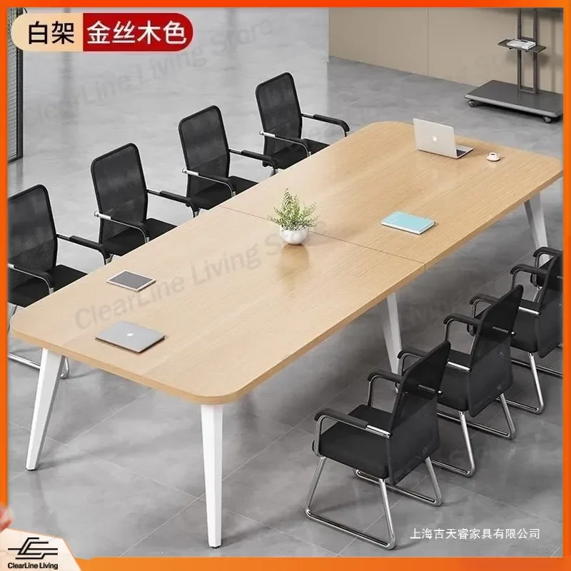 Modern Rectangular Conference Table Large Workbench Desk Simple Long Strip Table for Business Negotiation with Chair