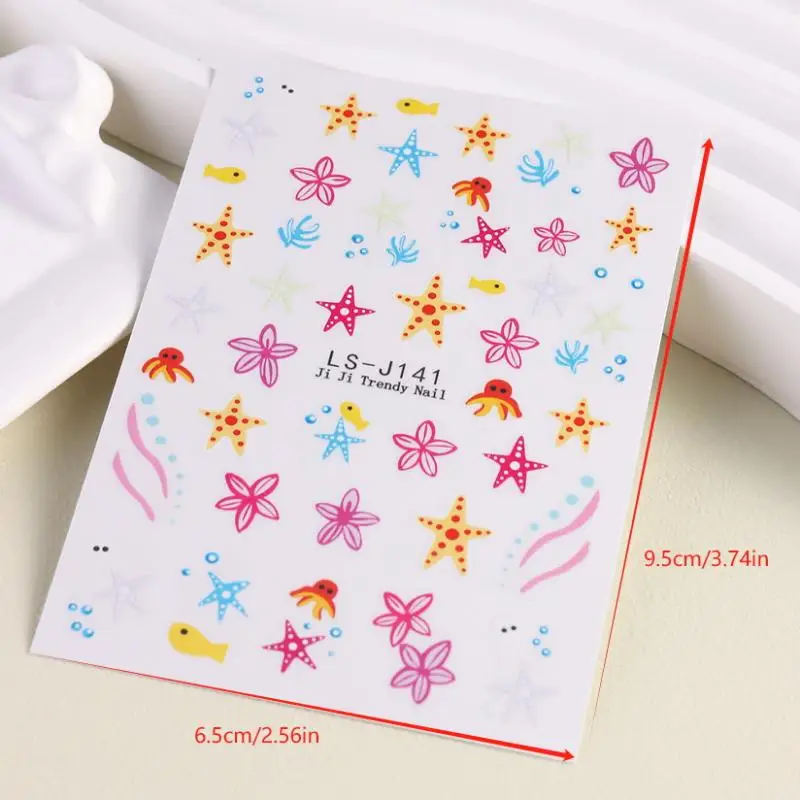 

1 Sheet 3D Starfish Ocean Nail Art Stickers Summer Seashell Decals Embossed Manicure Decor Supplies Trendy DIY Accessories