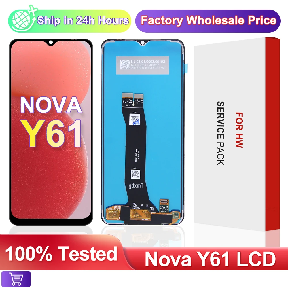 High qulity For Huawei Nova Y61 LCD EVE-LX9 LX9N Display Frame Touch Panel Digitizer For Huawei Nova Y61 Screen EVE-LX3 LCD