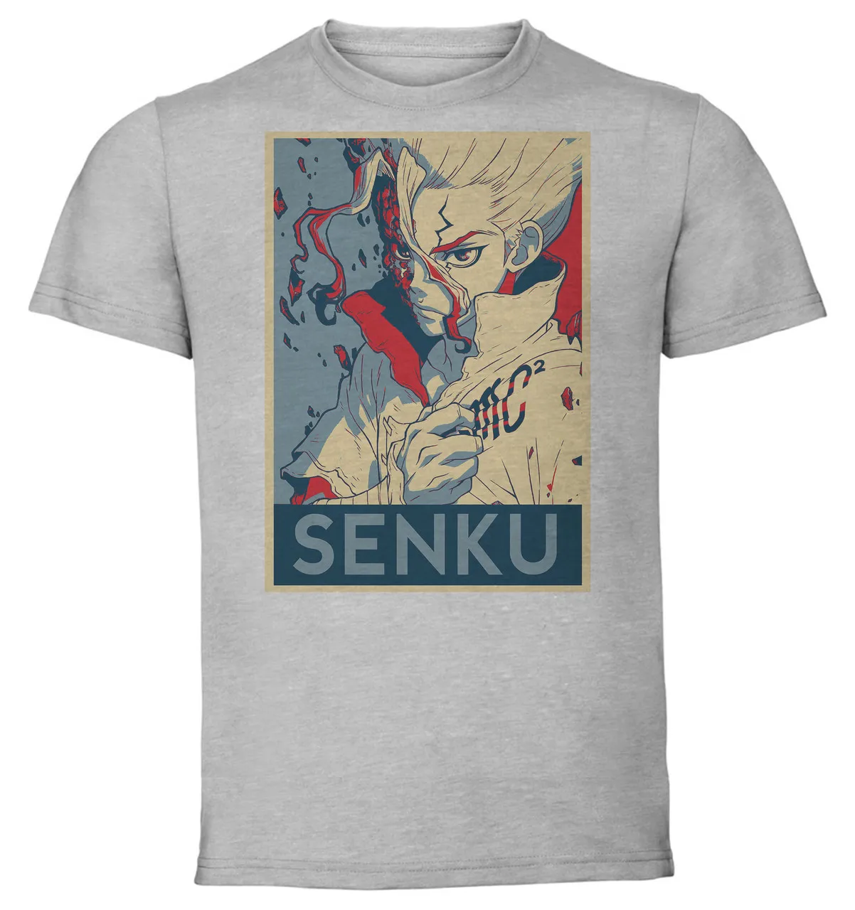 T-Shirt Unisex Grey Propaganda Dr Stone Senku Ishigami Variant 3