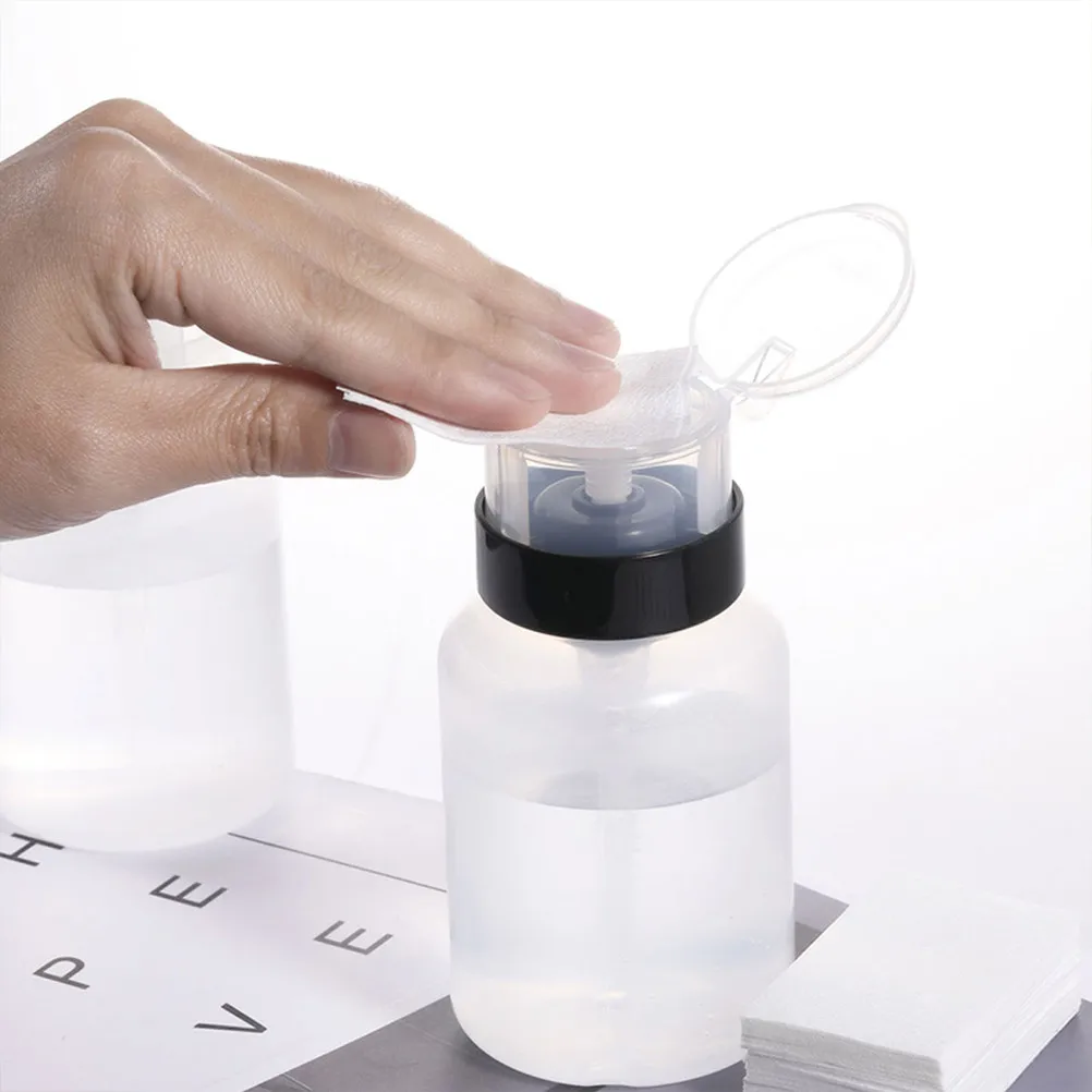 2Pcs Premium Nail Polish Remover Press Bottle Compact Portable Travel Size Liquid Dispenser for Manicure Nail Art Cleaning