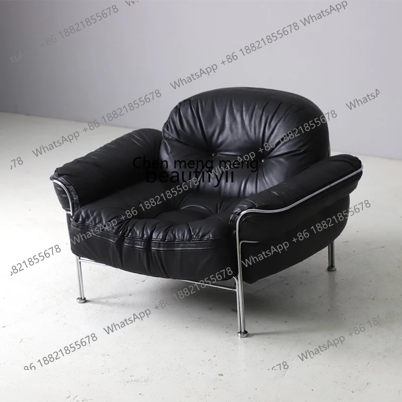 

White Leather Armrest Couch Single Leisure Tiger Chair Living Room Balcony Home