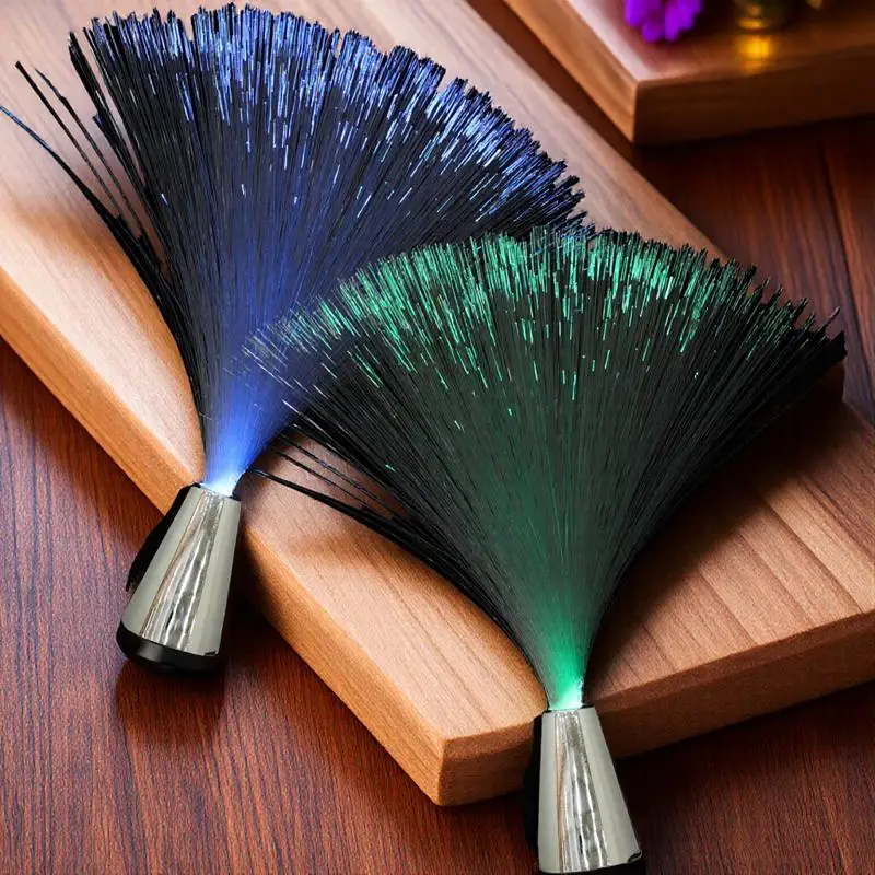 2 pçs colorido led lâmpada de fibra óptica operado luz decorativa de poupança de energia para o quarto festa casamento uso do feriado