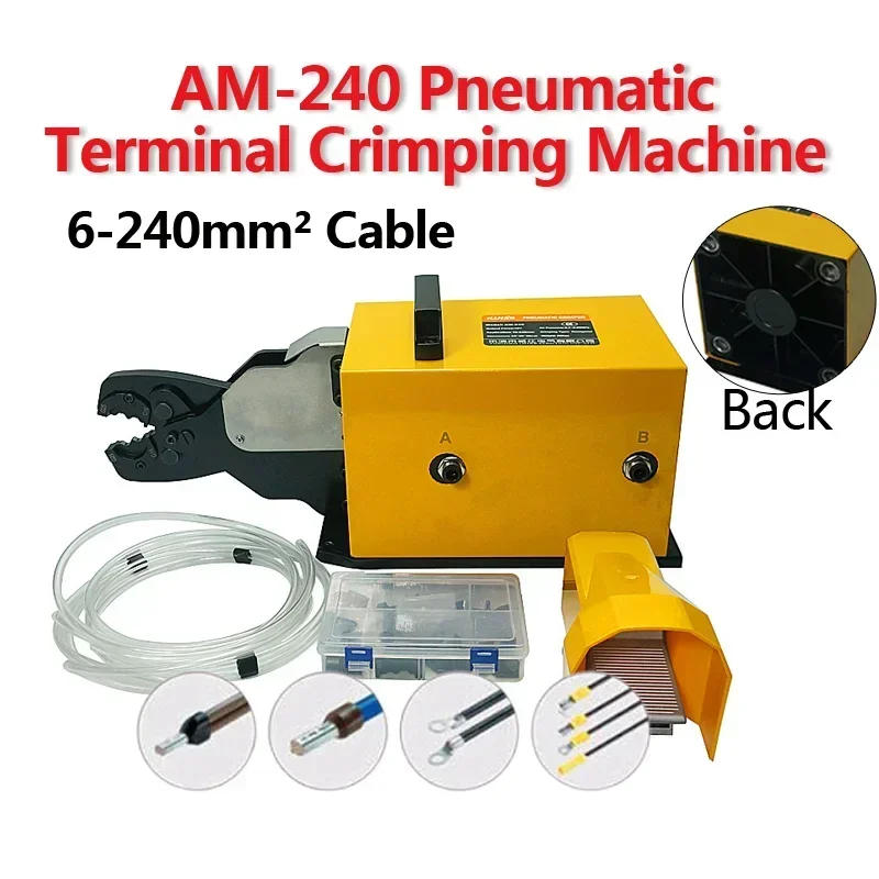 New AM-240 Pneumatic Crimping Tool Crimp 6-240mm2 Cable Terminals and Lugs Terminal Crimper Machine 220V 110V