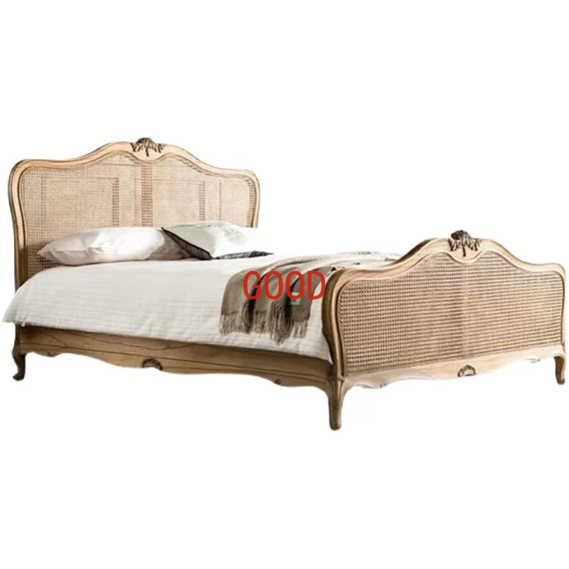 

Ретро двуспальная кровать в европейском стиле деревянная резная старинная американская Высококачественная Главная спальня
