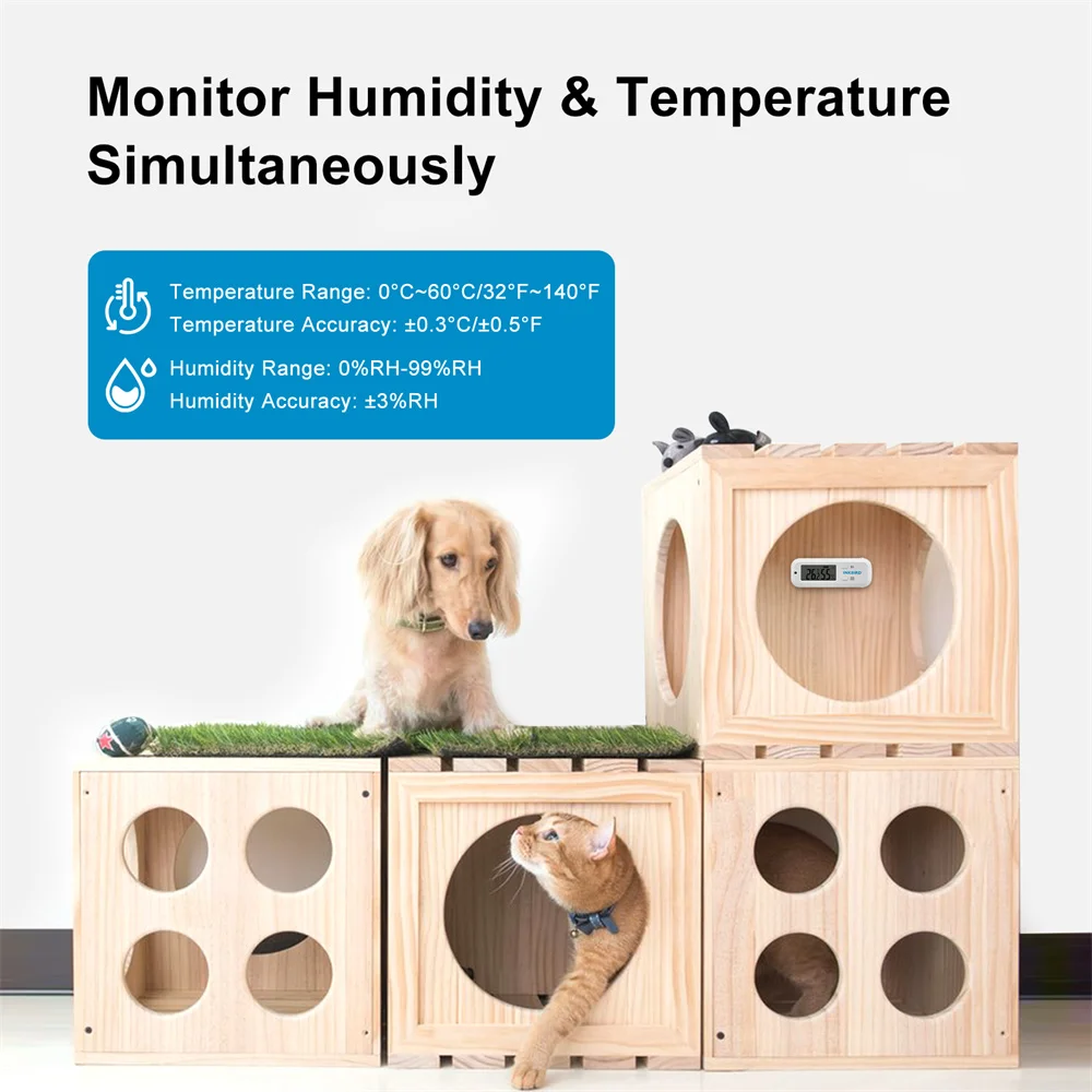 INKBIRD temperatura wilgotność inteligentny czujnik ITH-12S mały higrometr termometr 98ft/30m podłączanie dokładnych odczytów dla cygar