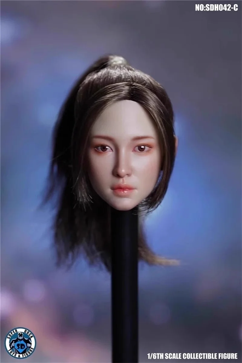 W magazynie SUPER DUCK 1/6 Scale SDH042 Gentle Sweet Style Asian Female Soldier Head Carving Fit 12inch Action Figure Model Toys