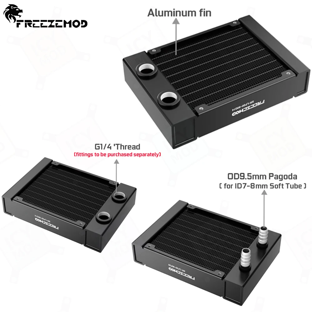 FREEZEMOD 9 سنتيمتر المبرد الألومنيوم 20 مللي متر زعنفة سميكة 9 الأنابيب يدعم 90 مللي متر المشجعين PC حالة الطائرة بدون طيار تبريد المياه تبديد الحرارة SR-LP20-90
