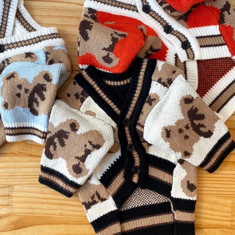 Pet Dog Sweater Luxury Dog Clothes Winter Puppy Knitted Coat Cute Striped Dog Sweater Warm Pet Cardigan French Bulldog Dog Coat