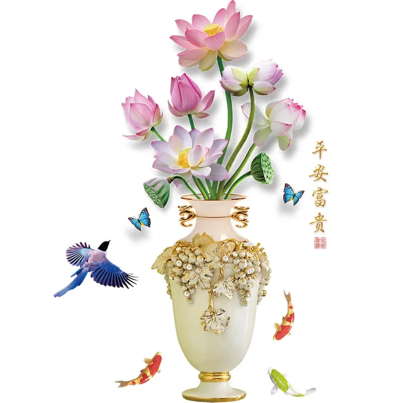 Chinese Elegant Flowers And Butterflies Stickers Self-adhesive Removable Waterproof Stickers Bathroom Toilet Cover Stickers