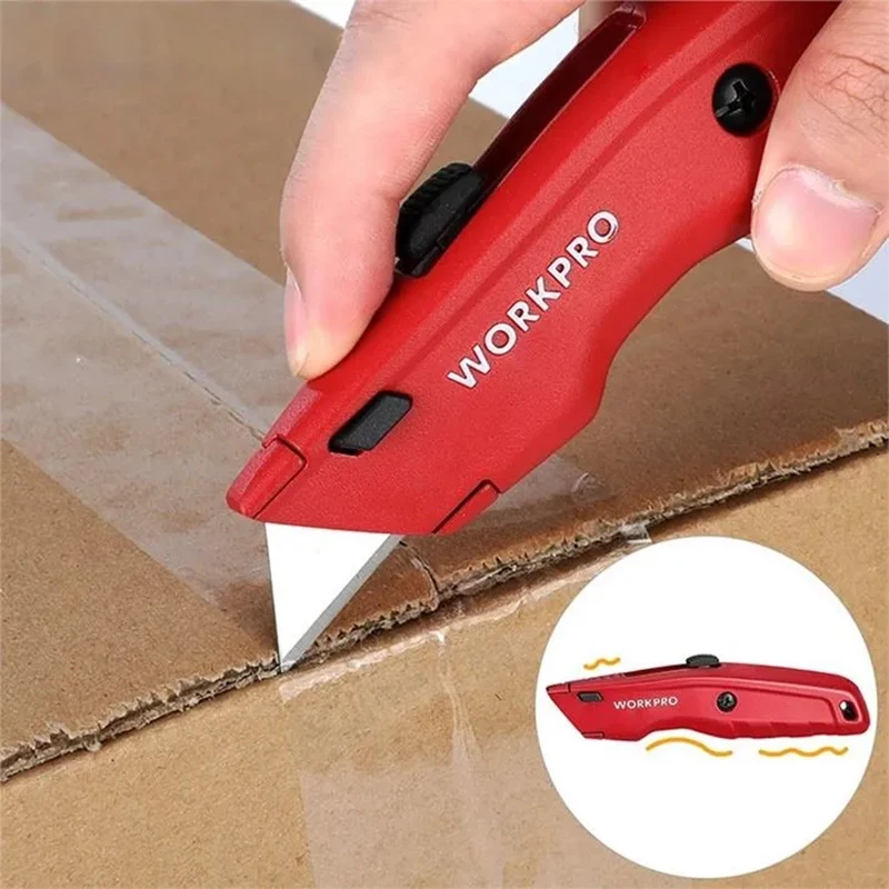 WORKPRO Premium Utility Knife, Retractable All Metal Heavy Duty Box Cutter, Quick Change Blade Razor Knife