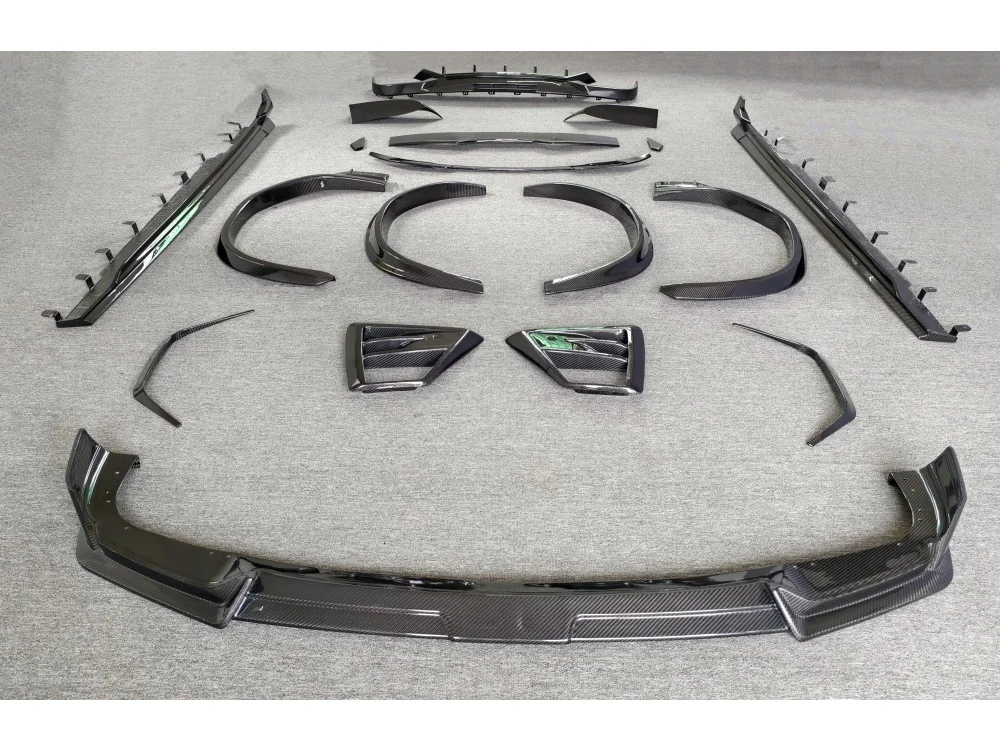 For BMW Modified Aul Style Dry Carbon Fiber Front and Rear Lip Side Skirts, Tail Wing Wheel Arch Body Kit for 23-25 BMW X6M