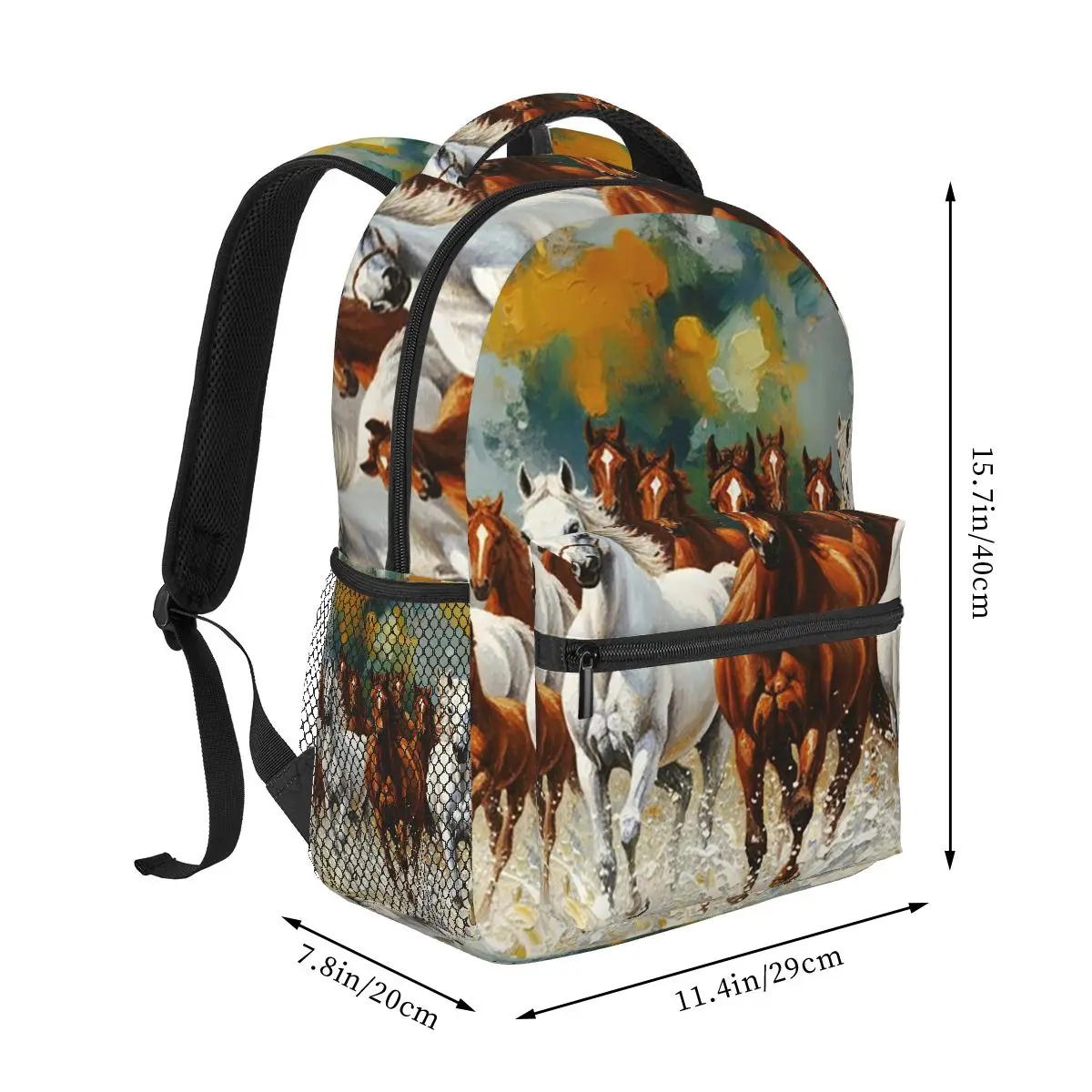 Galloping Horses And Running Horse Backpack Student Boys Girls BookBag Kids School Bag Laptop Shoulder Bags for Men Women