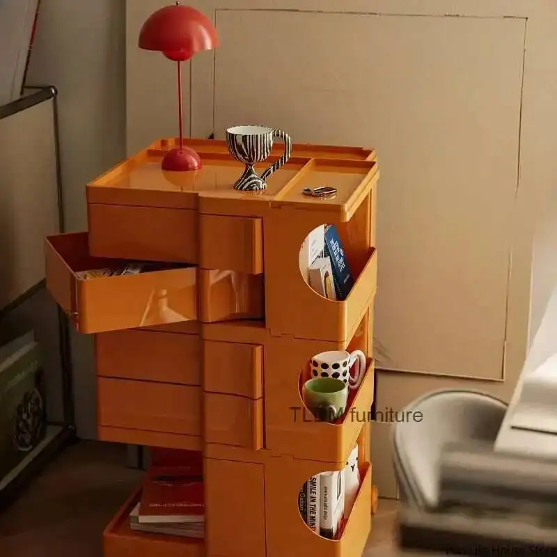 Nordic Style Simple Multi-functional Storage Cabinet Movable Trolley Snack Storage Cabinet Internet Celebrity Bedside Table