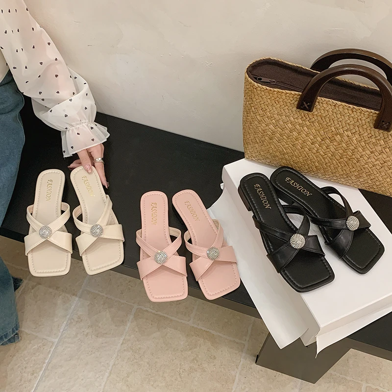 

2026 Summer Elegant Resort Stylish Height-Increasing French Strap Low-Heel Slippers Fairy Shoes