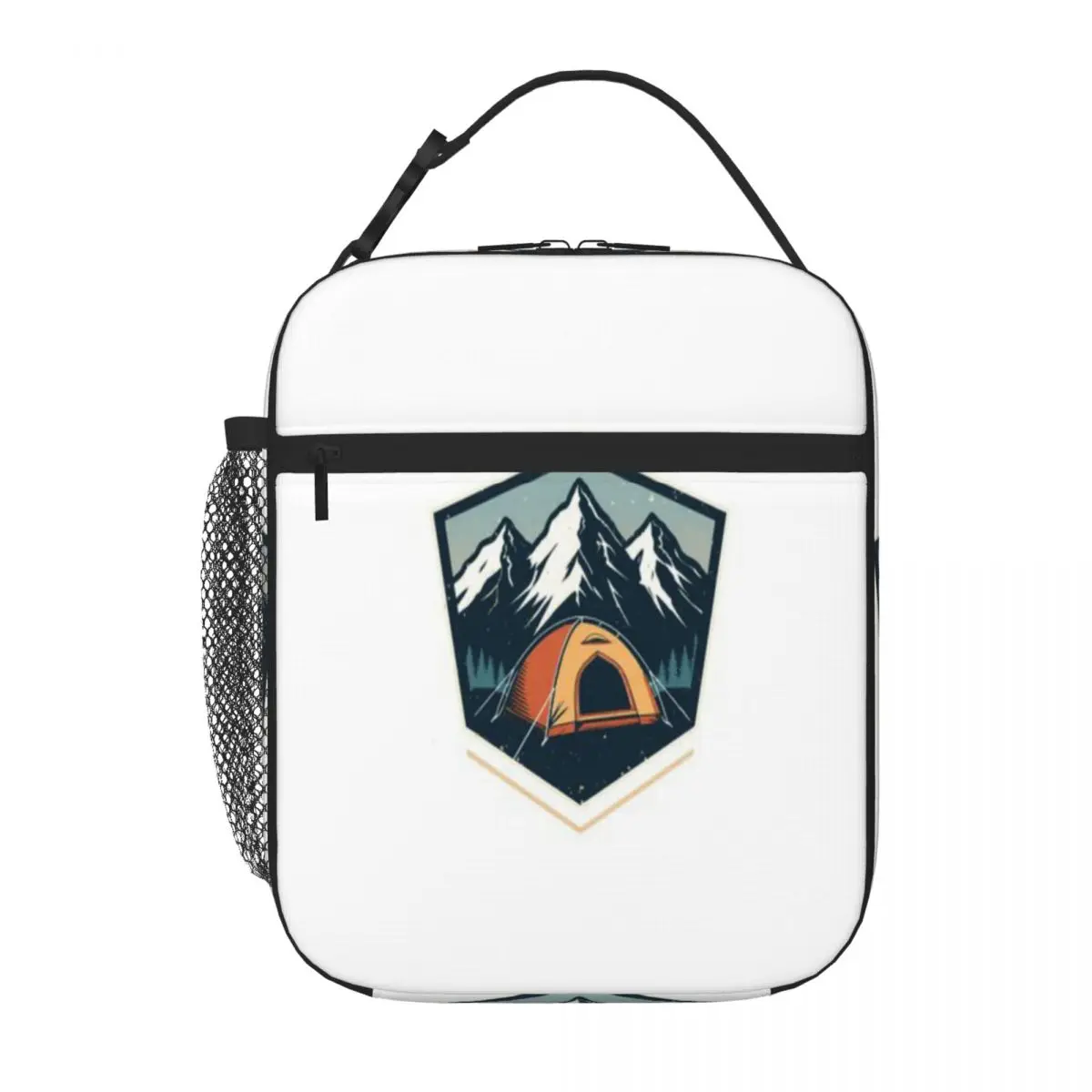Hot Sale Retro Mountain Hiking Badge Camping Tent Plain Design Snack Bag Homeschool Dining Large Lunch Bag