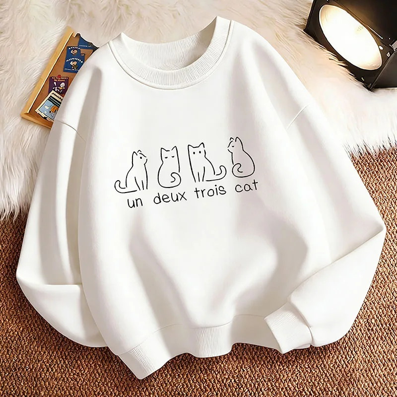 Japanischer Katzen-Kinderpullover Harajuku Frühling Rundhals Grafik-Print Hoodie für Jungen und Mädchen Kinder-Kapuzenpullover
