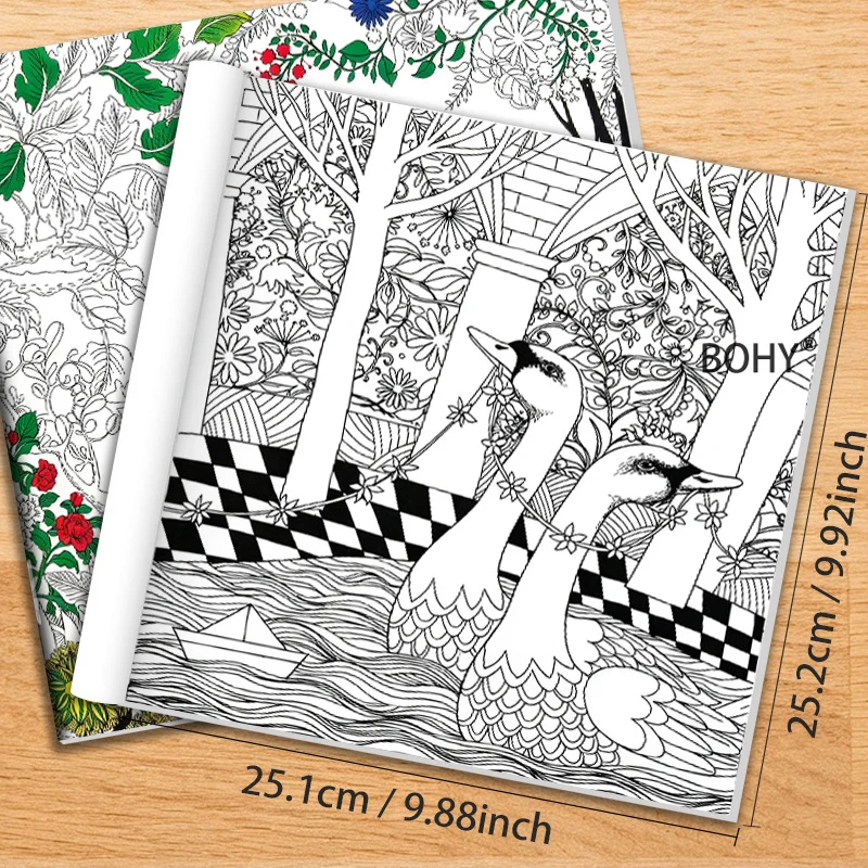 1 Large-sized Magic Forest Animal Coloring Book, Include Animal Mandala Thread Drafts Such As Elephants/owls/swans Etc, 24 Pages