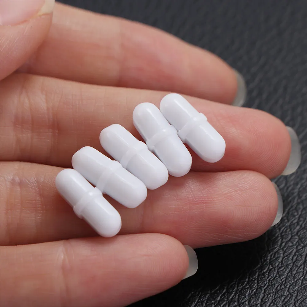 10Pcs PTFE Magnetic Stirrer Mixer White 6-15mm Laboratory Stir Rod Easy To Clean Cylindrical Magnetic Stir Bars Lab Supplies
