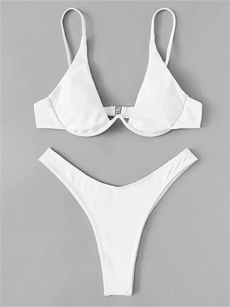 OIINAA-bañador Sexy para mujer, conjunto de Bikini unicolor, ropa de playa de dos piezas, moda de verano 20224, traje de baño con Tanga, bañador, bikinis