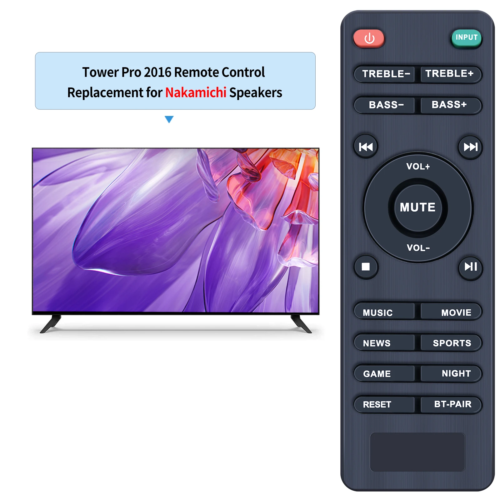 New Replacement Remote Control For Nakamichi Tower Pro 2016 Speakers