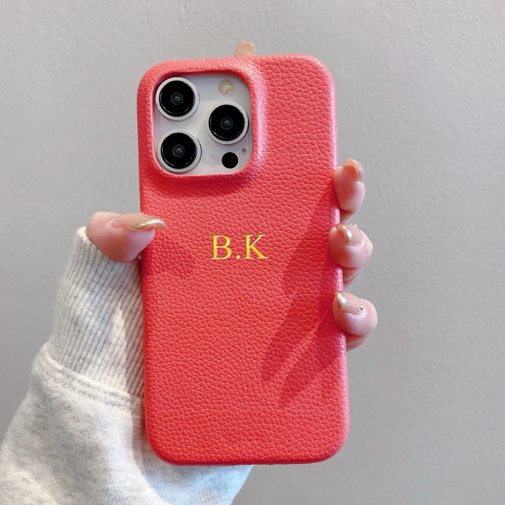 

Personalized Custom Name 3D Engrave Phone Case for iPhone 11 12 13 14 15 16 Pro Max Plus Litchi Pattern Faux Leather Cases Cover