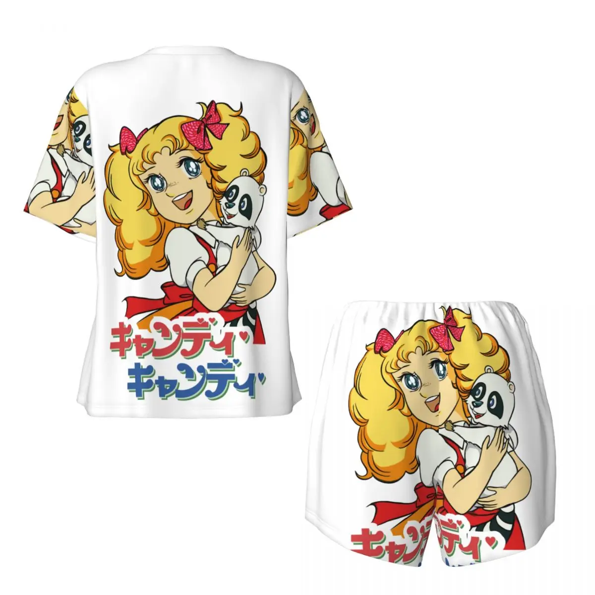 Custom Candy Candy Pajama Sets Women\'s 2 Piece Cartoon Anime Tv Short Sleeve Pjs Shorts Sleepwear