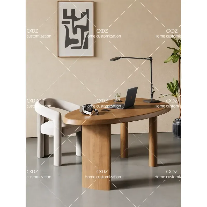 Ji Free Solid Wood New Computer Desk Office Special Special Special Shaped Ladies Boss Desk Light Luxury Premium Sense