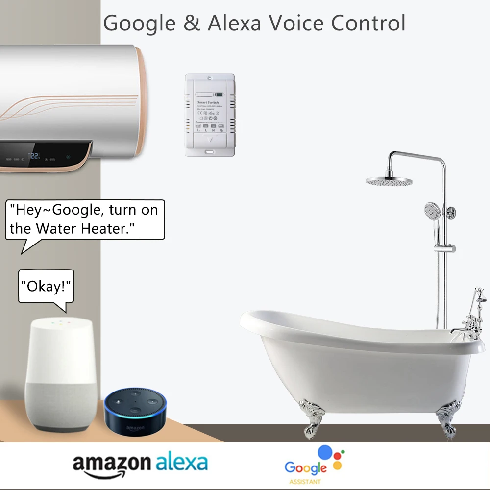 Tuya 20A Smart Switch Circuit Breaker APP Control Power Monitor Überlast Schutz Arbeitet mit Alexa Google Home Siri