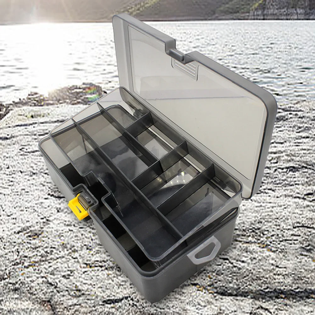 Double Layer Fishing Box Waterproof Plastic Fishing Lure Box with Adjustable Dividers Lure Hook Minnow Bait Storage Case