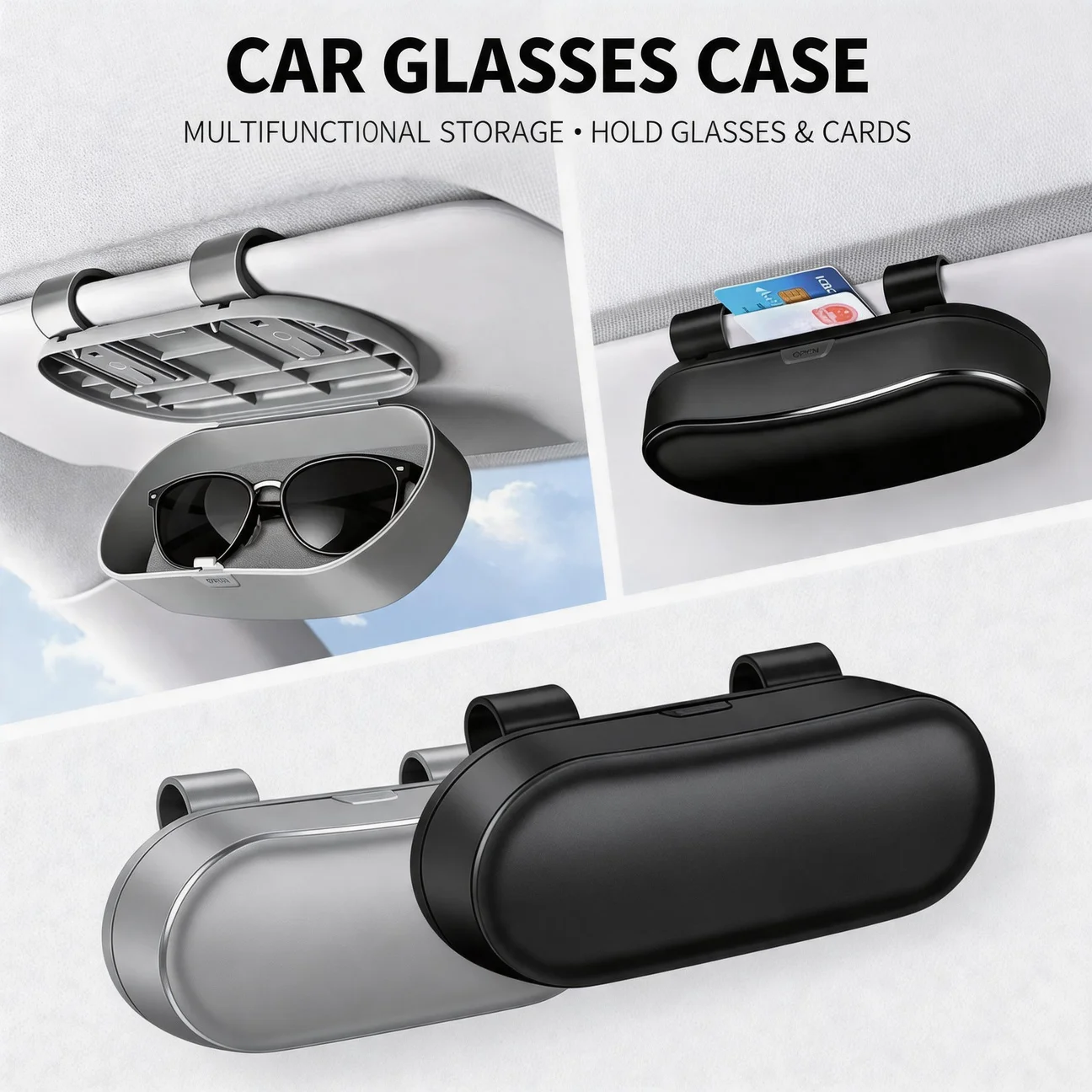Car Glasses Box Universal Sunglasses Holder Portable In The Car Driving Glasses Holder Eyeglass Case Sun Visor Car Lenses Holder
