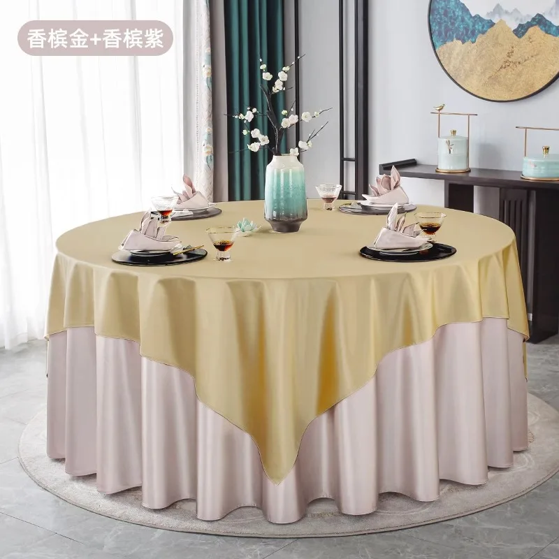 

A42 Hotel round table tablecloth high-grade hotel catering commercial tablecloth banquet hall dining table tablecloth customizat